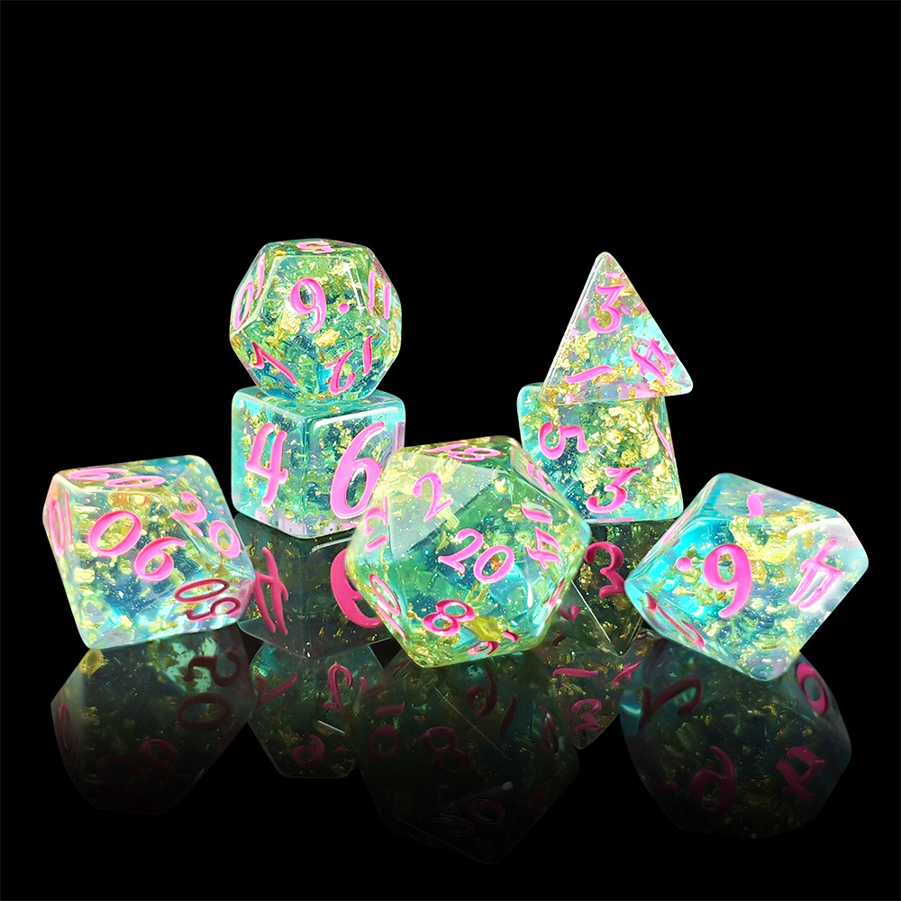Board Game Dnd - 7Pcs/set Shining Foil Inside Resin Dice