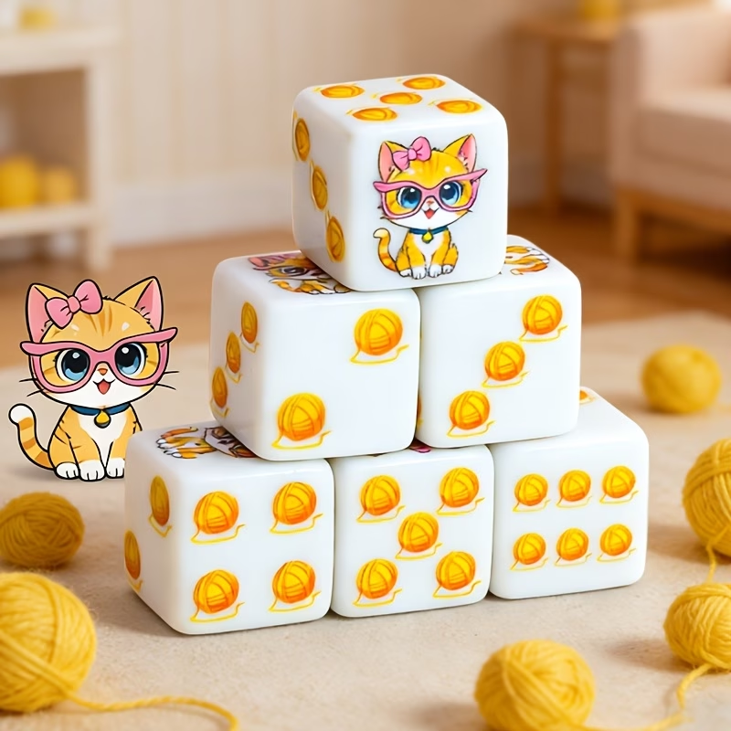 Board Game Dnd - CANDYPIXEL 6PcsCat D6 Dice Set, suitable