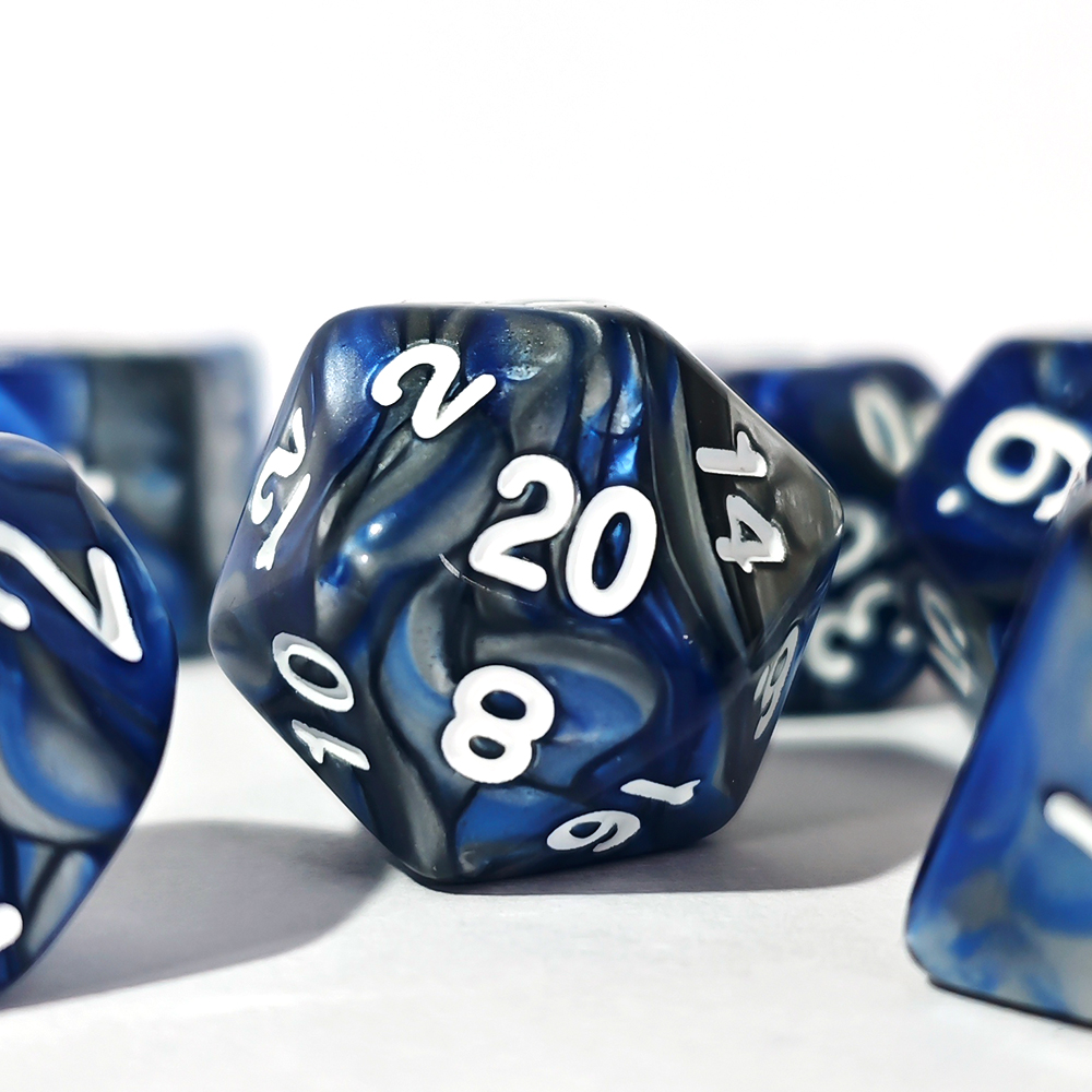 Dice Set Polyhedral - Green-Red Swirl Polyhedral Dice Set DND