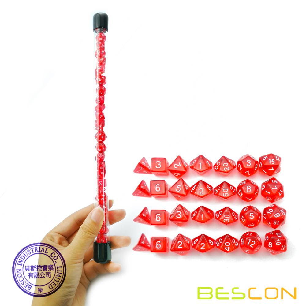 Bescon 28pcs Translucent Red M – Dice Set Polyhedral recenzja i cena