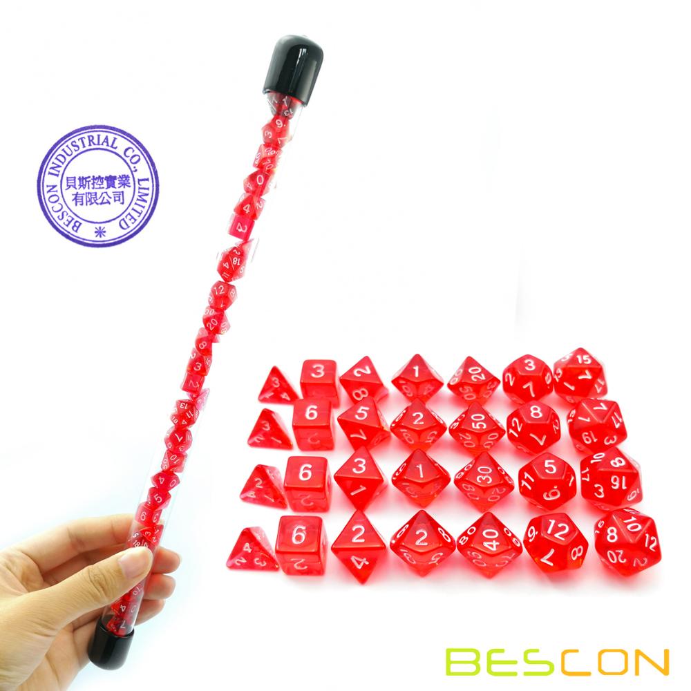 Bescon 28pcs Translucent Red M – Dice Set Polyhedral recenzja i cena