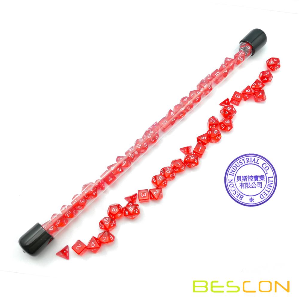 Bescon 28pcs Translucent Red M – Dice Set Polyhedral recenzja i cena