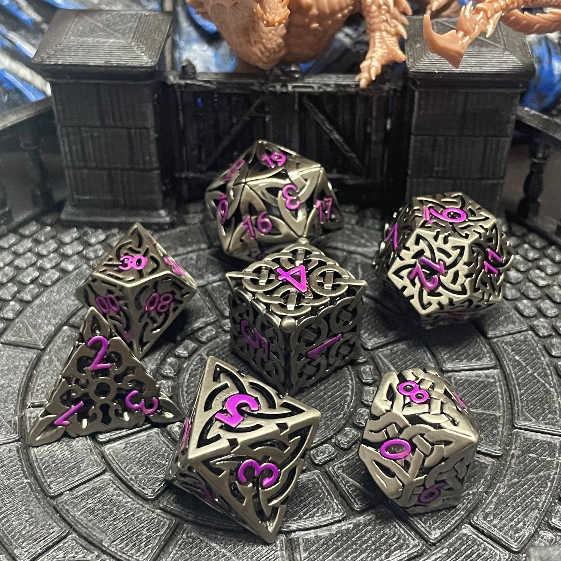 7 Pcs Cosplay D4-D20 DND Brass – Dice Set Polyhedral recenzja i cena
