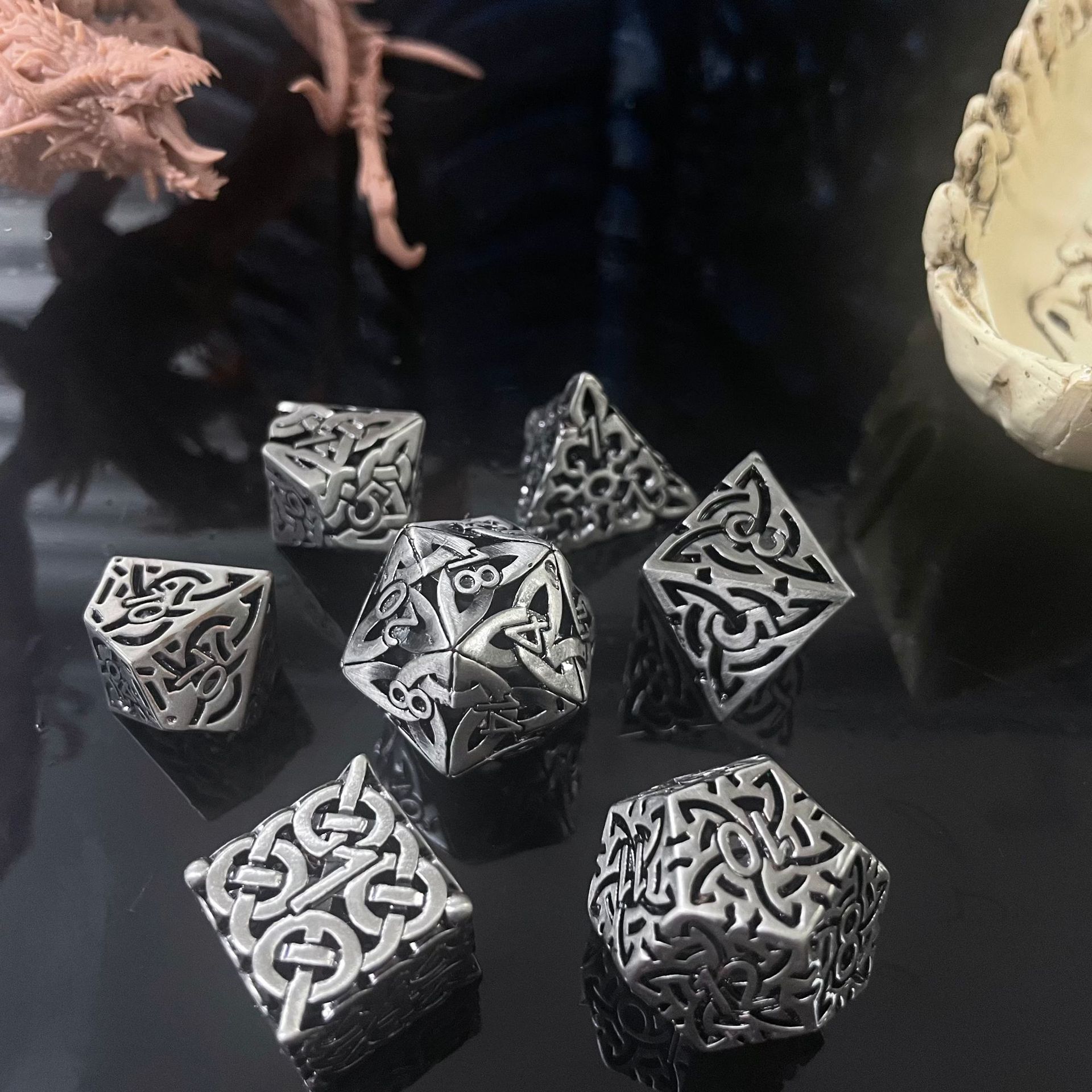7 Pcs Cosplay D4-D20 DND Brass – Dice Set Polyhedral recenzja i cena