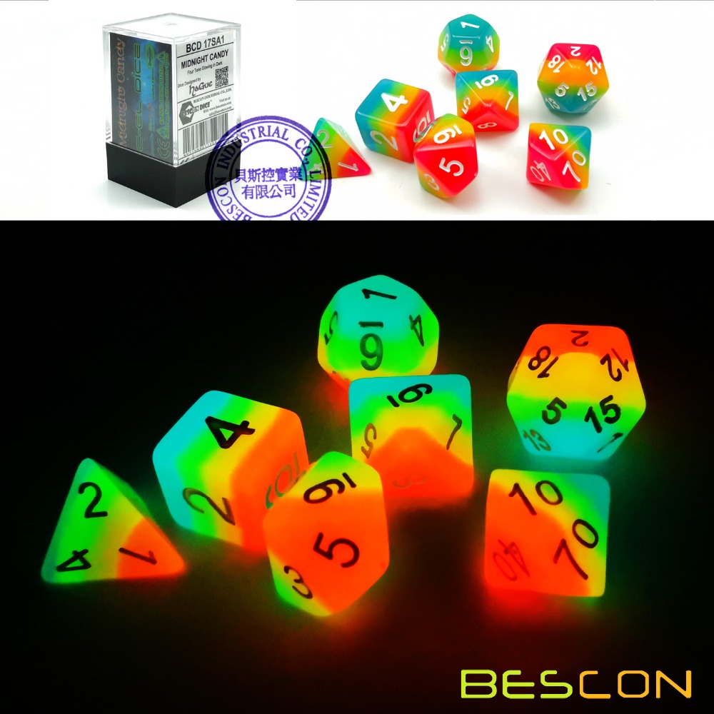 Bescon Fantasy Rainbow Glowing – Dice Set Polyhedral recenzja i cena