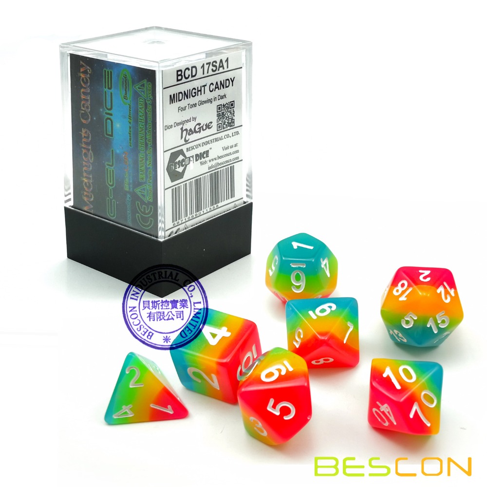 Bescon Fantasy Rainbow Glowing – Dice Set Polyhedral recenzja i cena