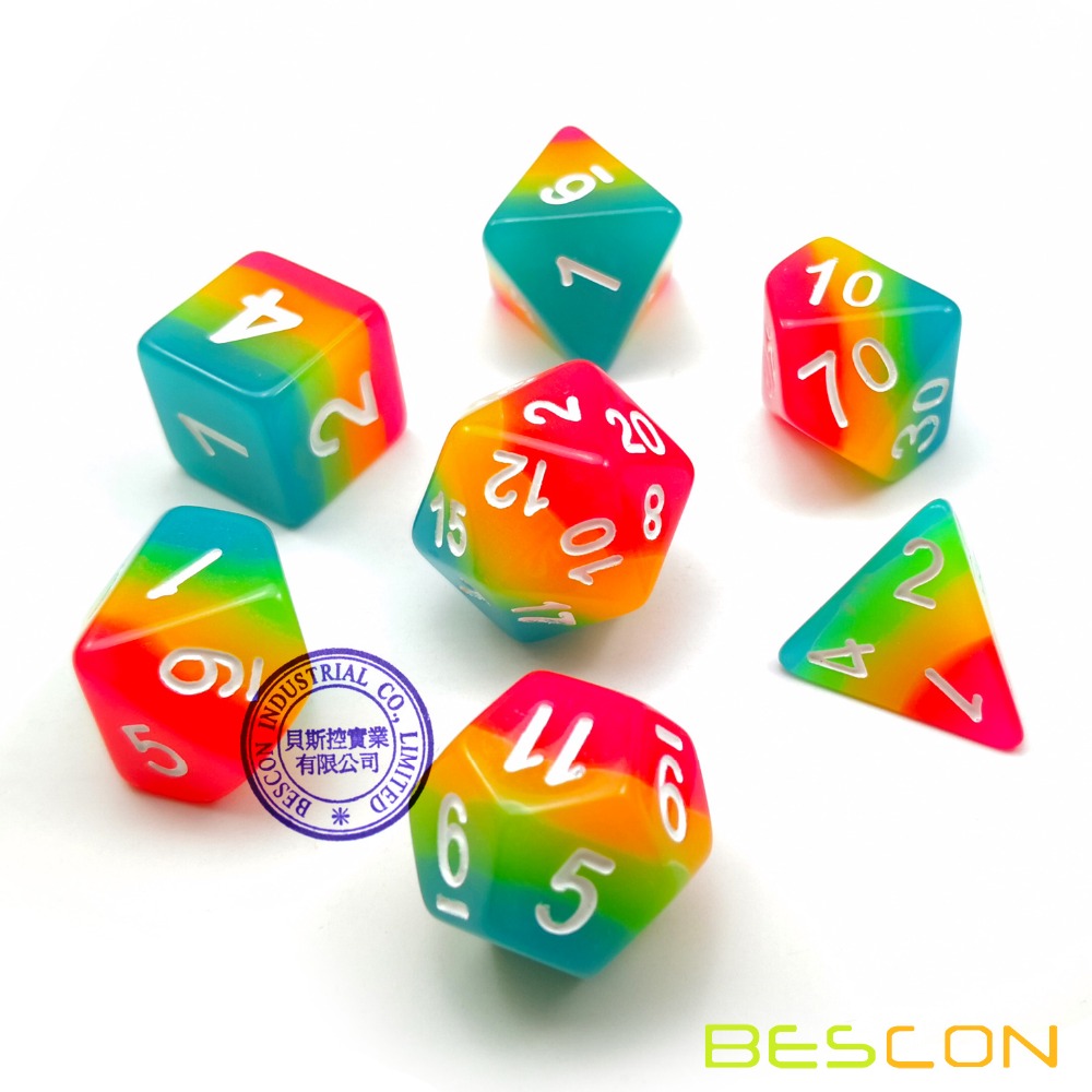 Bescon Fantasy Rainbow Glowing – Dice Set Polyhedral recenzja i cena