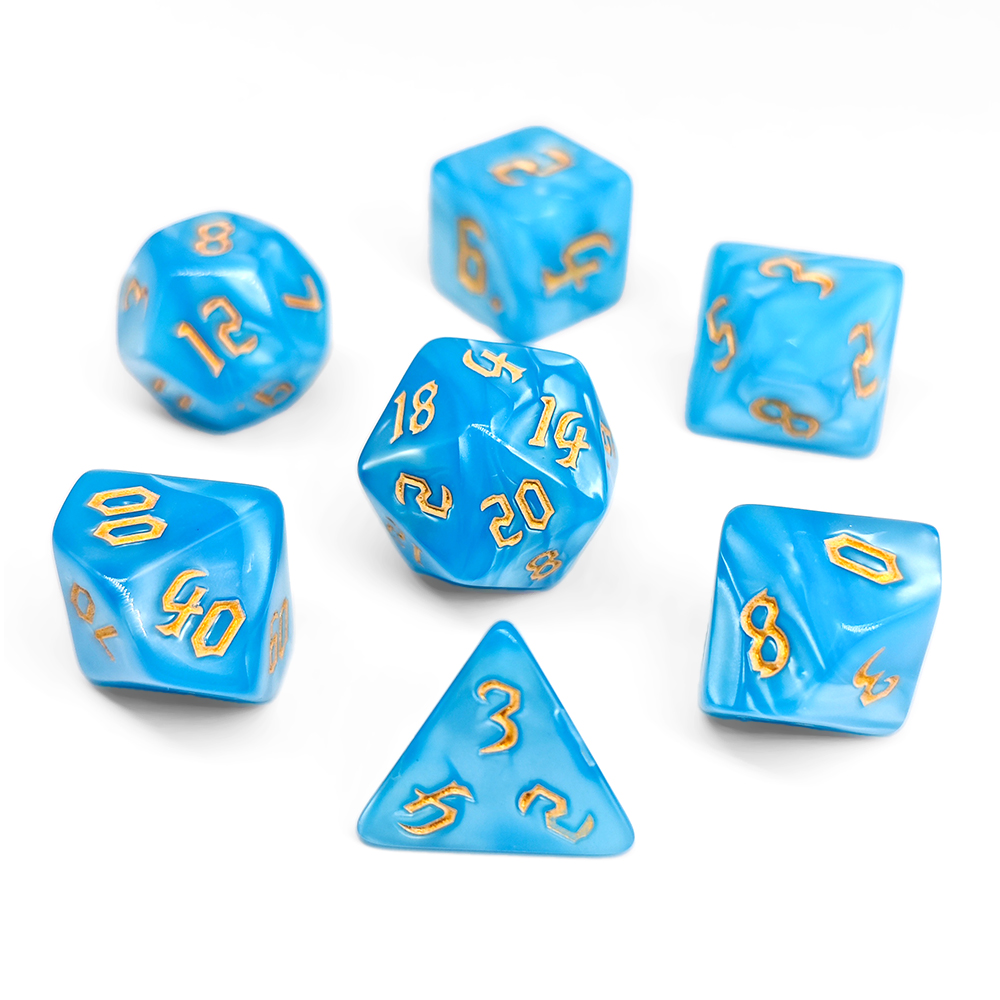 7Pcs Dark Blue Swirl Dice Set, – Dice Set Polyhedral recenzja i cena