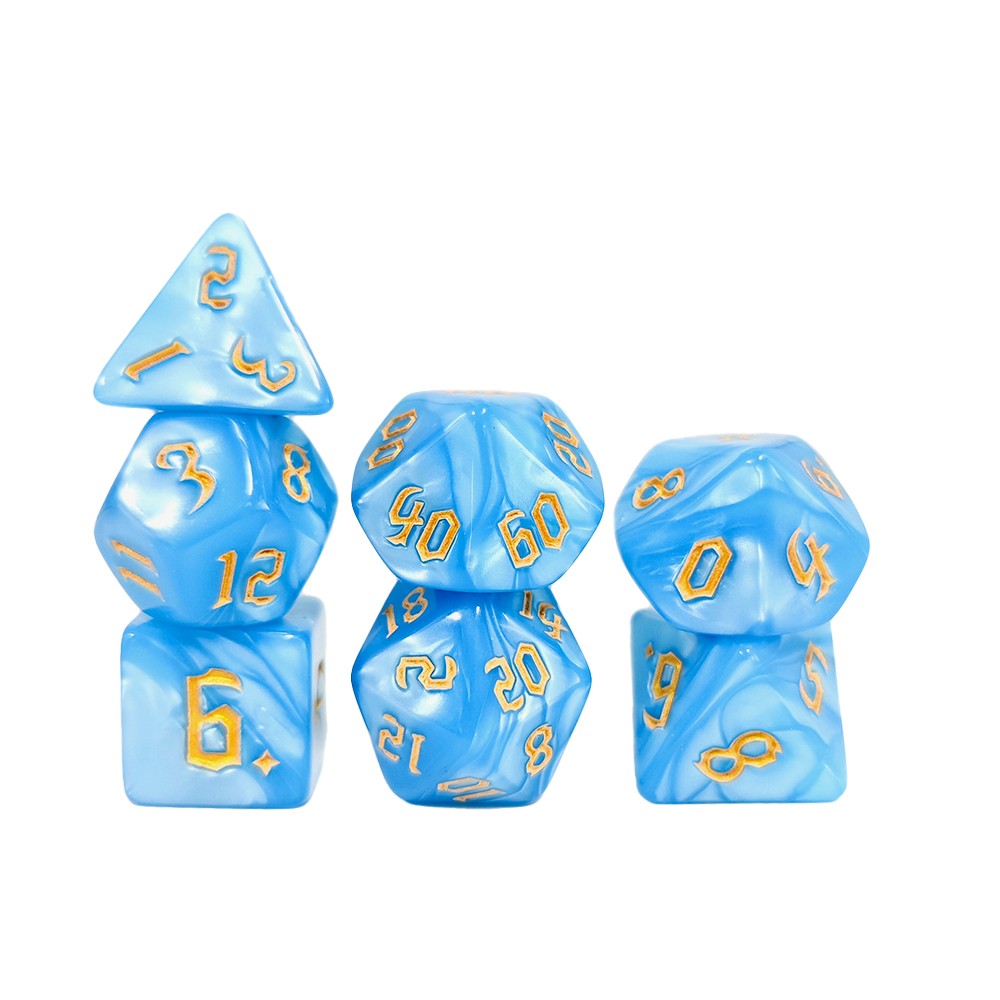 7Pcs Dark Blue Swirl Dice Set, – Dice Set Polyhedral recenzja i cena