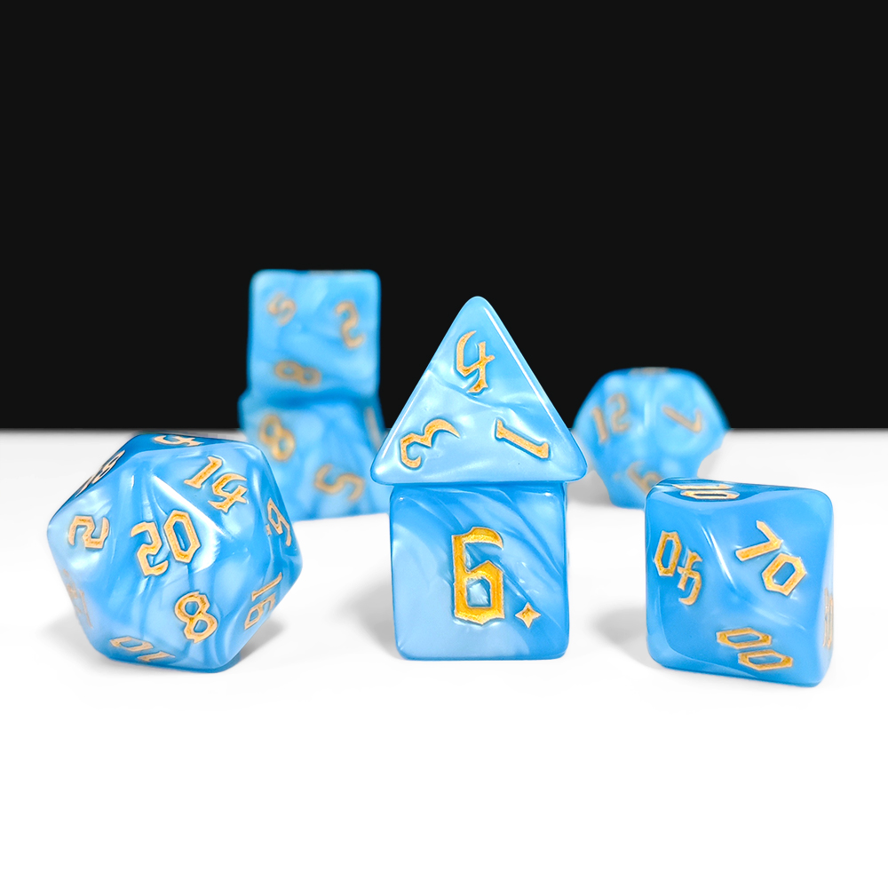 7Pcs Dark Blue Swirl Dice Set, – Dice Set Polyhedral recenzja i cena