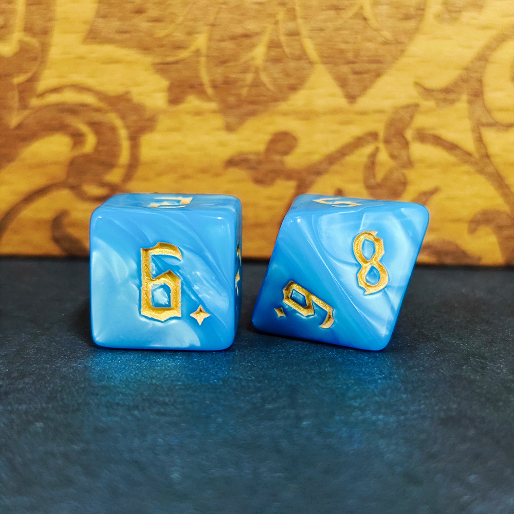 7Pcs Dark Blue Swirl Dice Set, – Dice Set Polyhedral recenzja i cena