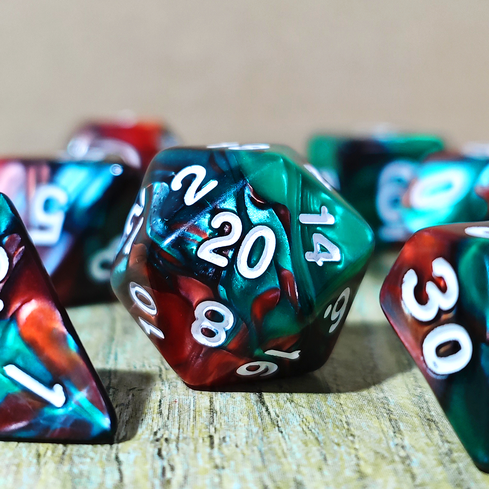 Green-Red Swirl Polyhedral Dic – Dice Set Polyhedral recenzja i cena