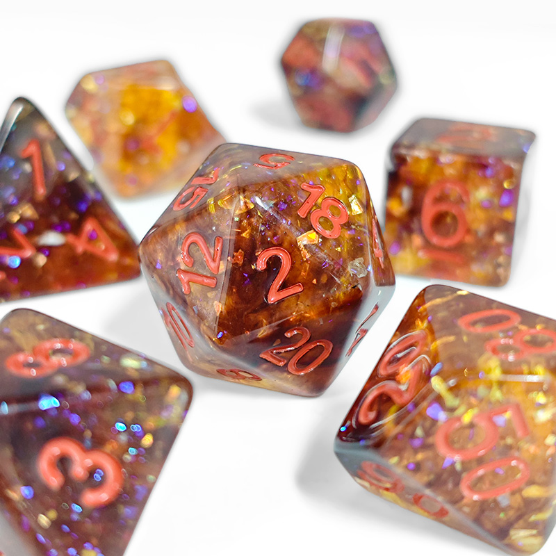Fire Orange Confetti Resin Pol – Dice Set Polyhedral recenzja i cena
