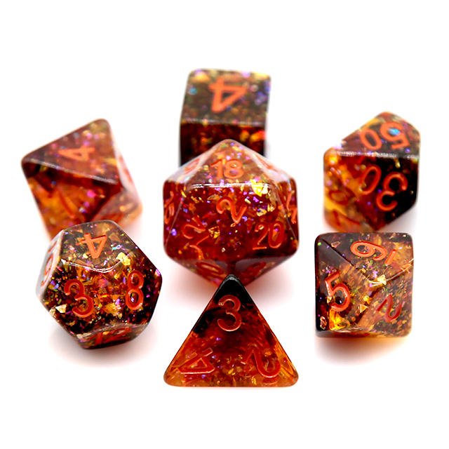 Fire Orange Confetti Resin Pol – Dice Set Polyhedral recenzja i cena