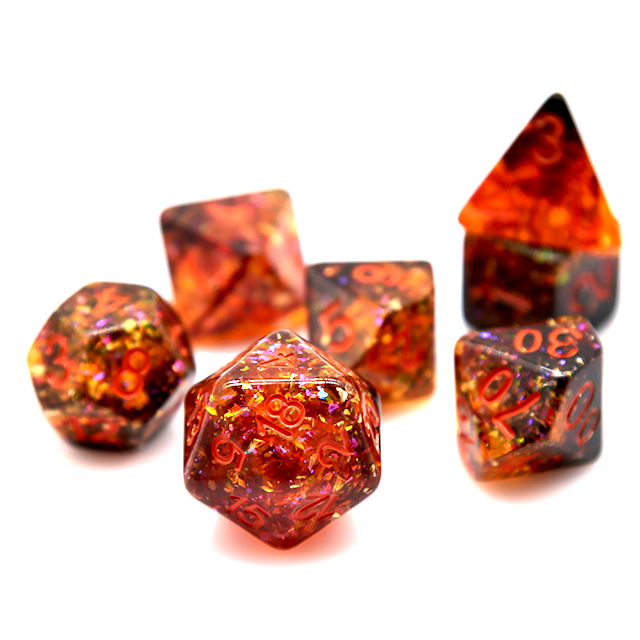 Fire Orange Confetti Resin Pol – Dice Set Polyhedral recenzja i cena